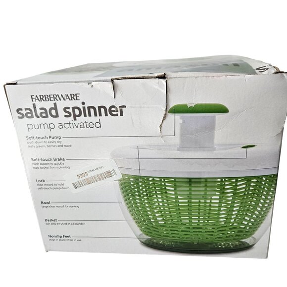 Farberware Professional Easy to Use Pump Plastic Salad Spinner 6.6 qt New - Picture 5 of 12